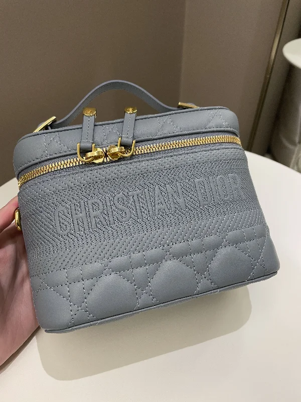 Trendsetting Christian Dior crossbody bags with a colorful strapDior Lady Dior Cannage Travel Vanity Cloud Blue